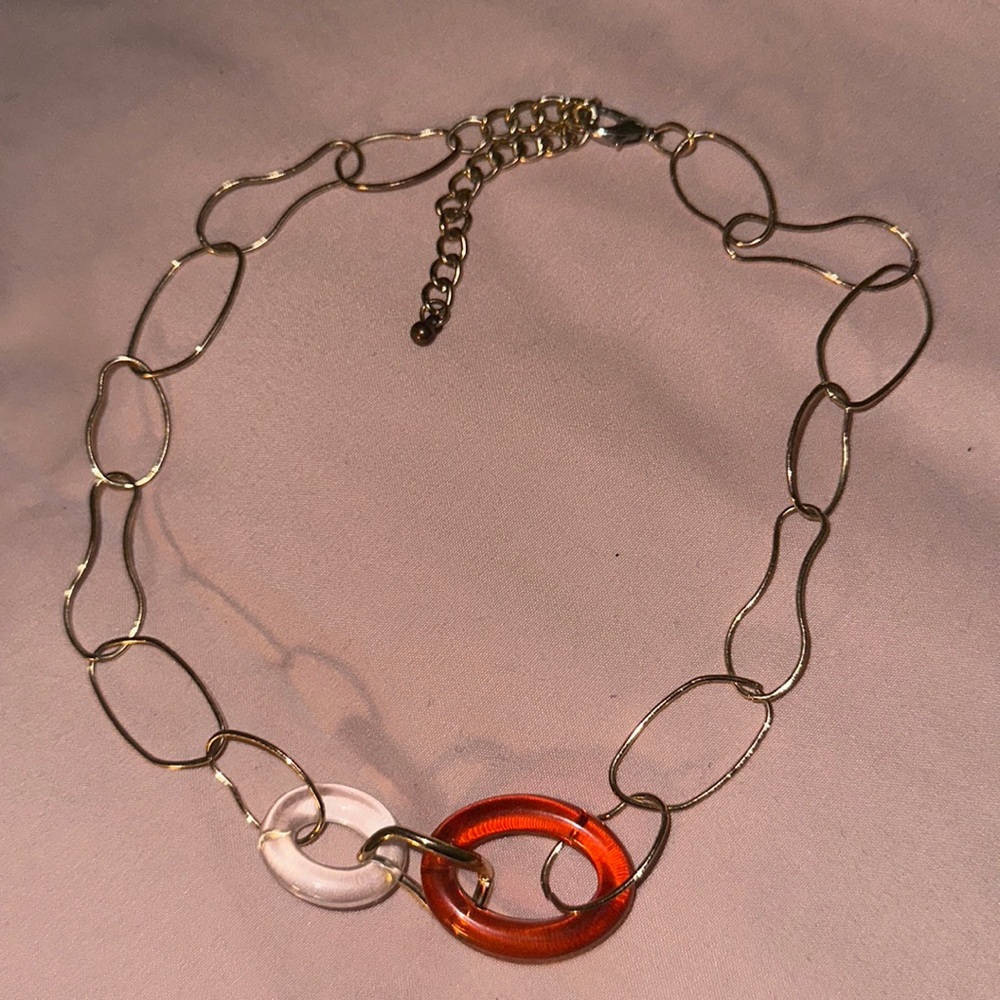 simple gold chain and clear charms necklace